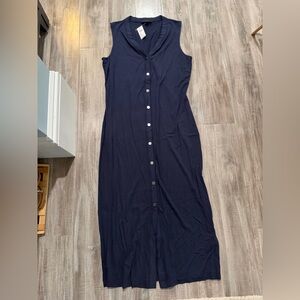 Banana Republic Dark Blue Button-Down Maxi Dress